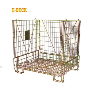 Galvanized steel large foldable stacker metal wire mesh container with pp sheet for pet preform bottles