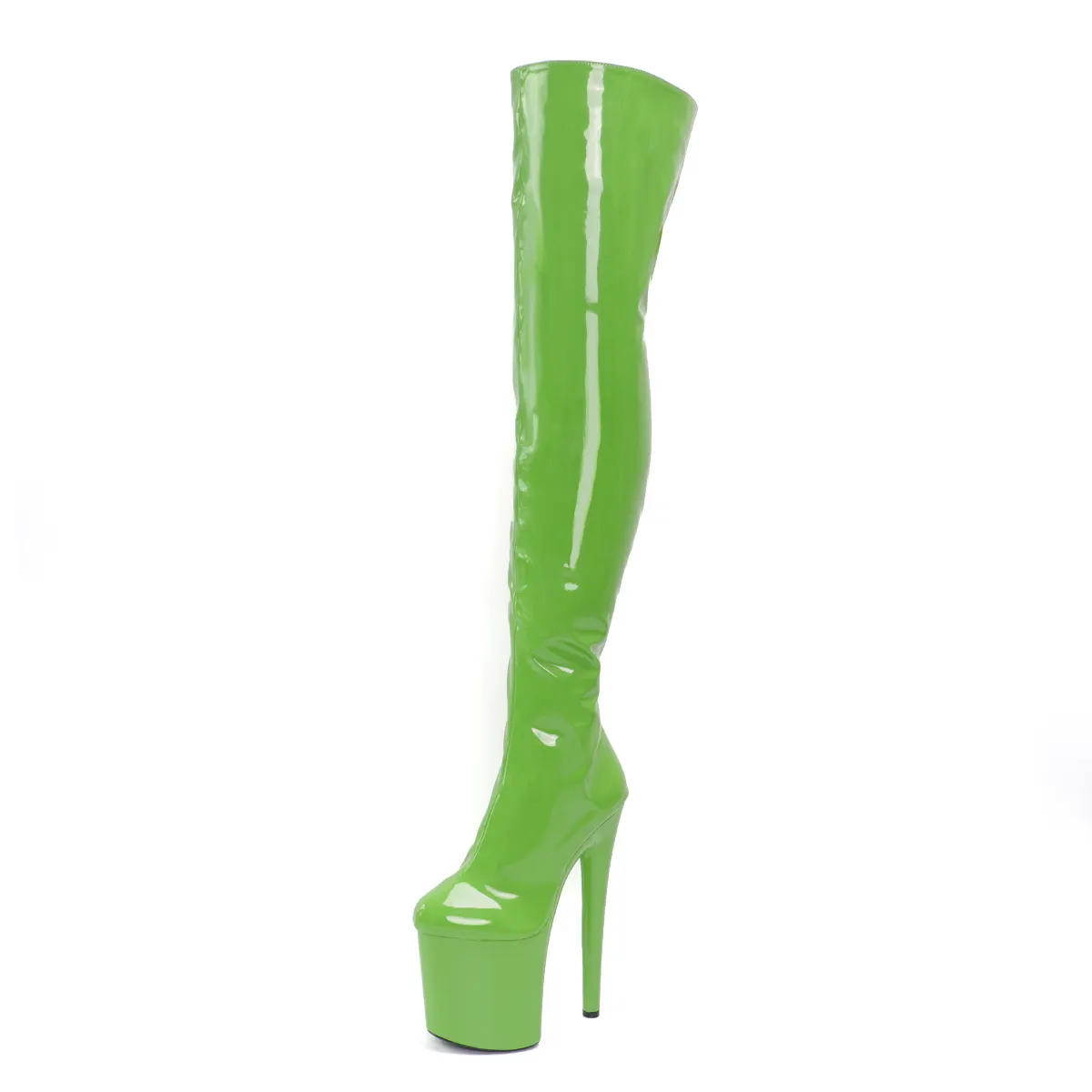 Nightclub Party Sexy Fetish Shoes 20cm Green Fashion Round Toe Exotic Dancer Pole Dance Platform Over The Knee Boots Stripper