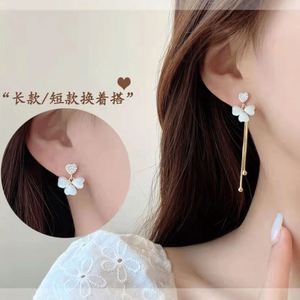 Pendientes de Cobre Chapados en Oro de 14K de Alta Calidad con Ópalo, Borla Larga Clásica, Exquisito Cristal en Forma de Flor, 42mm para Mujer - Product Image 4