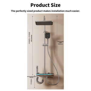 Yite grey hiển thị kỹ thuật số tĩnh nhiệt hệ thống vòi hoa sen Piano điều khiển chính van gốm mềm mưa máy bay phản lực phun tắm <span class=keywords><strong>Mixer</strong></span> gói - Product Image 2