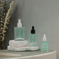 Fuyun 1oz Flacon compte-gouttes en verre transparent 30ml 50ml 100ml Pompe à sérum à paroi épaisse pour le visage Crème Mascara Cosmétique Toner Skincare
