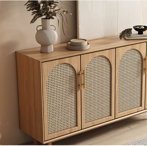 Buffet en bois massif et <span class=keywords><strong>rotin</strong></span>, meuble de rangement à quatre portes pour le salon, <span class=keywords><strong>armoire</strong></span> moderne et créative pour le porche - Product Image 4