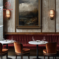 Ensemble de meubles pour café, restaurant, chaises de salle à manger en velours orange, canapé assorti et table ronde en marbre