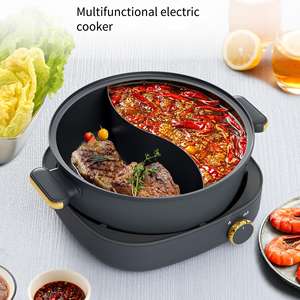 공장 도매 4L 라운드 베이지/회색 유리 커버 전기 냄비 다목적 분할 가정 및 호텔 사용 - Product Image 5