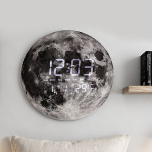 Custom Logo Living Room Glow Dark Electronic 12 Inch Big <strong>Neon</strong> Desk Moon Church Table Alarm Smart Wall Led Round Digital <strong>Clock</strong> - Product Image 1