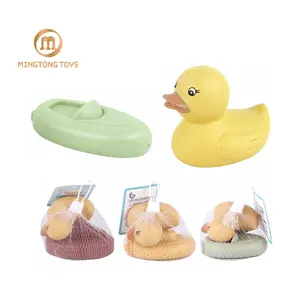 Creative Classic Toy Bathroom Water Squirting Soft PVC Silicone Float Animals Rubber Bath Ducks With Boat