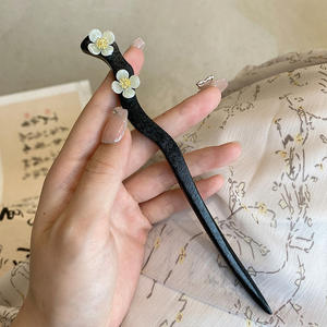 Barrette à cheveux en <span class=keywords><strong>bois</strong></span> de style chinois, faite à la main, avec perles de fleurs, <span class=keywords><strong>pour</strong></span> femmes - Product Image 6