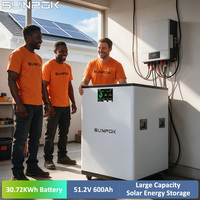 Système de stockage d'énergie domestique SUNPOK 30KW avec écran tactile, batterie LiFePO4, sur pied, 51.2V 600ah, batterie lithium-ion