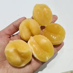 Hot sale high quality natural polished yellow calcite crystal fruit carvings orange model crystal durian for souvenir decoration