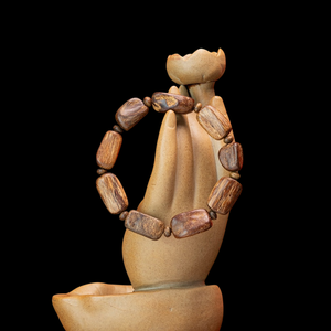 Bracelet en bois d'agar naturel pour homme, taille moyenne, perles d'oud presque enfoncées, bijoux Feng Shui faits à la main, vente en gros - Product Image 1