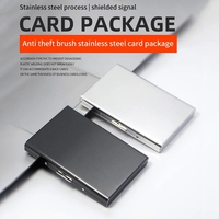 Tempat kartu kredit baja tahan karat klasik portabel pria ramping antimelindungi tempat kartu ID perjalanan dompet Rfid wanita casing logam