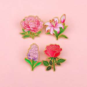 Брошь из цинкового сплава с черным никелированием в форме цветка, настраиваемая, для женской одежды и студенческих рюкзаков - Product Image 1