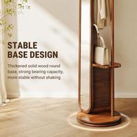 Miroir rotatif en bois massif avec porte-vêtements, miroir sur pied pleine longueur pour chambre à coucher, miroir pivotant pour la maison