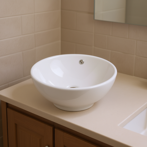 Ceramic <b>Basin</b> Round Vessel Sink Glossy Finish Modern Design Bathroom Accessory - Product Image 2