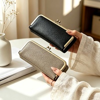 Sac à fermeture à pression en cuir véritable, porte-lunettes de soleil portable, organiseur de rouge à lèvres multifonctionnel, pochette à bijoux de voyage