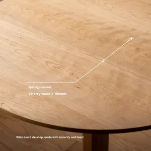 Red Oak Round Dining <b>Table</b> Japanese Style Compact Modern Design for Small Spaces No Assembly Required Dining Room Furniture - Product Image 3