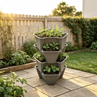 Jardinière empilable à 4 niveaux pour herbes, fleurs et fraises, durable, écologique, panier en plastique pour légumes, jardin vertical à domicile