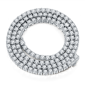 Collar DE TENIS chapado en oro de 18 quilates de 925S para hombre, moissanita blanca de 4mm para regalo de boda, collar de tenis de moissanita elegante para mujer - Product Image 1