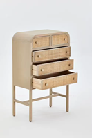 Buffet en bois nordique armoire de rangement chêne naturel bouleau rotin tiroirs accent organique meubles de maison