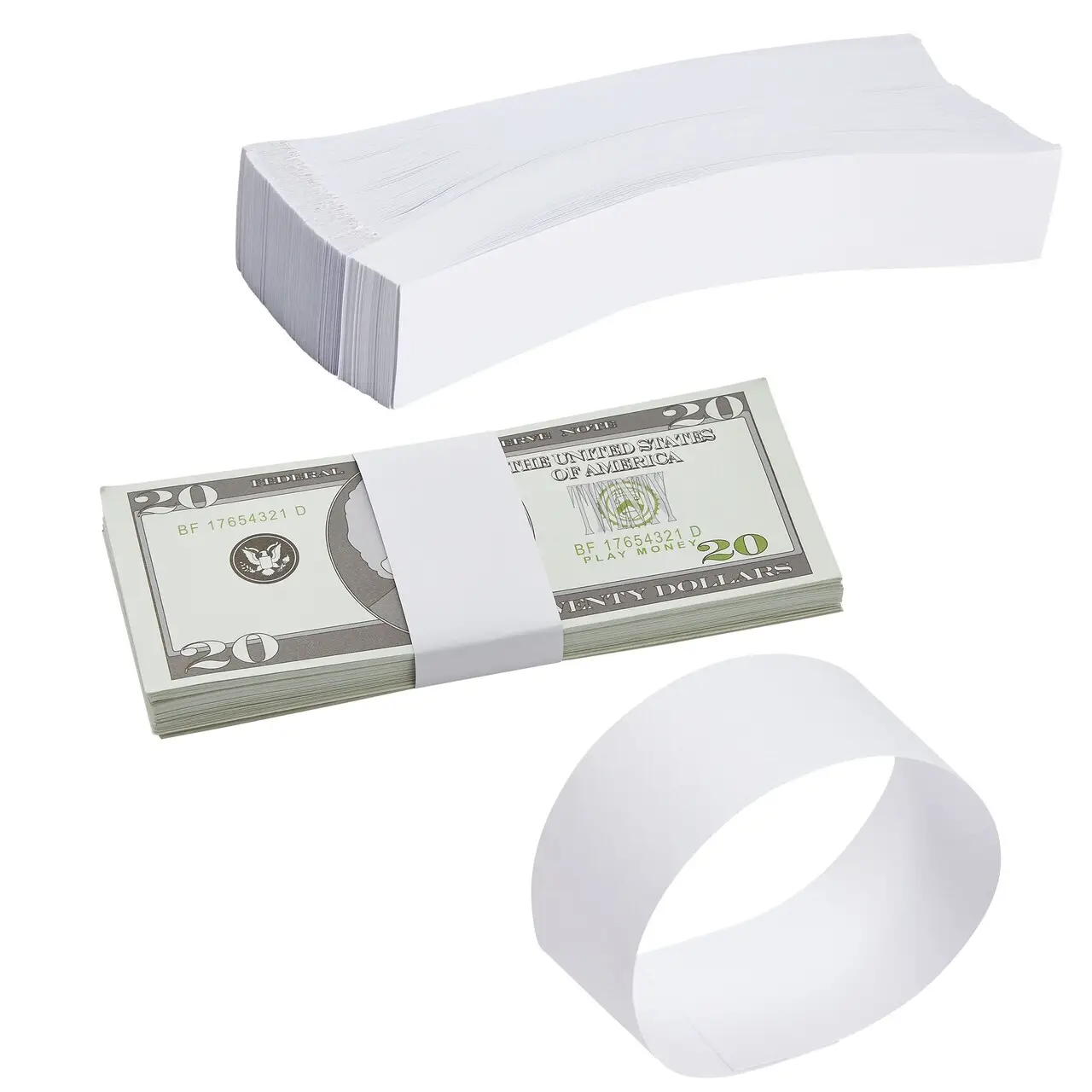 KM Blank Self-Adhesive Currency Straps Bill Wrappers Kraft Paper Money Bands for Cash