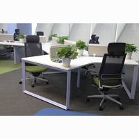 KALN 2026 Vina Green - Table de bureau ouverte avec pieds triangulaires, revêtement poudré, design personnalisé, vente directe usine
