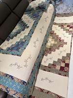 Ensemble de couette et de couvre-lit en coton pur brodé avec motifs floraux/géométriques, couette pour climatisation, drap de lit pour familles