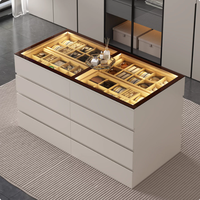 Commode moderne en bois pour chambre à coucher avec table centrale en verre et rangement