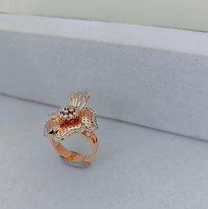Hermoso Anillo de Diamantes Cultivados en Laboratorio con Diseño Floral, Oro Sólido de 14k y 18k en Rosa, Amarillo y Blanco, Anillo de Compromiso y Promesa para Mujer - Product Image 1