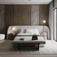 Moontree Italienisch Modern New Design Luxus Schlafzimmer möbel High End Leder Holz Doppelbett Großes Kopfteil Kingsize-Bett