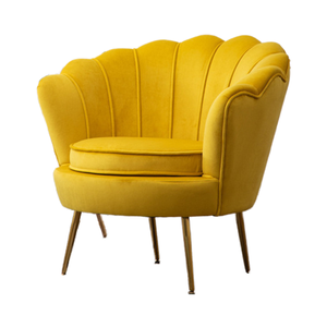 Sillón Moderno de Lujo con Tapicería de Terciopelo en Forma de Concha y Patas Doradas, Color Verde, para Hogar, Oficina y Hotel - Product Image 1