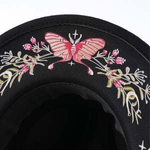 Nuevo Sombrero Fedora Occidental de Fieltro, Estilo Étnico, Sombrero de Copa con Estampado Colorido de Mariposas, Flores y Luna, Sombreros de Fieltro para Fiestas de Invierno - Product Image 4