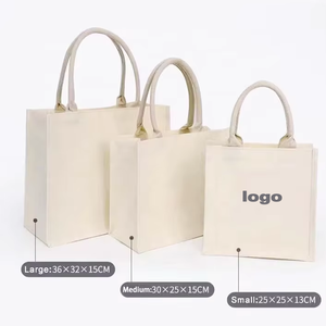 Sac fourre-tout en toile de coton épaisse et robuste de 16, 18, 20 oz, sacs en toile personnalisés avec fermeture éclair et poche intérieure - Product Image 1