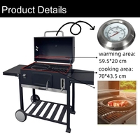 Barbecue d'extérieur robuste en acier thermolaqué avec grille en fonte et fumoir à viande