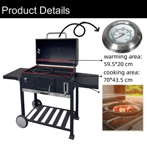 <span class=keywords><strong>Barbecue</strong></span> d'extérieur robuste en acier thermolaqué avec <span class=keywords><strong>grille</strong></span> en fonte et fumoir à viande - Product Image 3