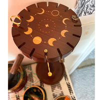 Présentoir à pendule de Phase de lune avec plateau, support rotatif en bois de Wiccan en cristal organisateur de sorcières pour collier support en pierre de guérison