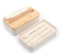 Boîte à lunch double couche avec couvercle en bambou, compatible micro-ondes et cadeaux écologiques pour étudiants, boîte bento pour usage domestique