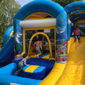 Castillo inflable con tobogán y piscina de chapoteo con temática oceánica, casa inflable comercial. - Product Image 4