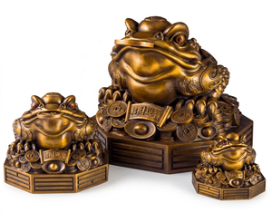Figura de Rana de Tres Patas de Latón Fundido en Caliente, Bañada en Oro, Personalizable, Directo de Fábrica, Feng Shui, Rana de <span class=keywords><strong>la</strong></span> Fortuna Premium - Product Image 1