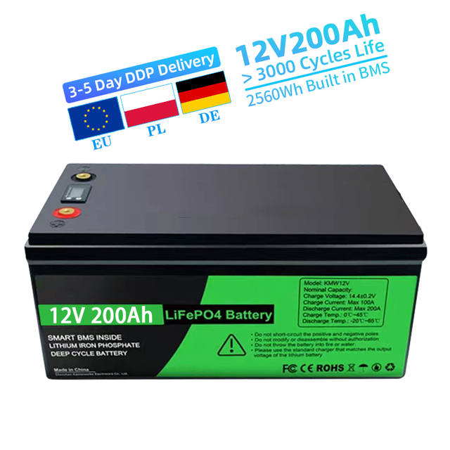 12V 200Ah Lithium Ion Battery Pack with Bluetooth BMS for Yacht/EV/Boat 100Ah/150Ah/230Ah Models Solar Energy Storage