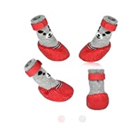 Chaussettes pour chien entièrement imperméables et antidérapantes, en coton pur élastique, avec sangle réglable à boucle et crochets, pour sols durs, carrelage et sols intérieurs.