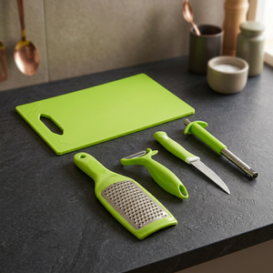 Juego de Rallador de Queso de Acero Inoxidable Verde, Pelador de Verduras, Cortador con Tabla de Cortar, Utensilios de Preparación de Cocina - Product Image 4
