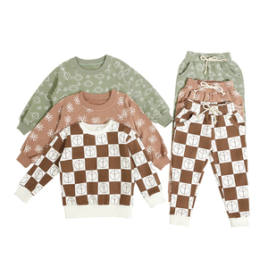 Babyjongenskledingsets Gezellige French Terry Peuter Kinderen Trainingspak 95% Biologisch Katoen Aanvaardt Aangepaste Meisjeskledingsets - Product Image 1