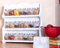 202510 Étagère à épices en bois murale à trois niveaux pour mur de cuisine Solution d'organisation de cuisine pratique