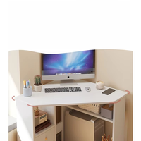 Bureau d'ordinateur d'angle triangulaire moderne pour petite maison avec étagère de rangement, gain de place, utilisation commerciale, table d'écriture modulaire