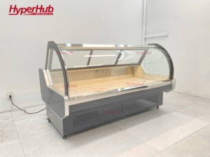 Vitrine réfrigérée incurvée ventilée pour traiteur, équipement de supermarché, <span class=keywords><strong>réfrigérateur</strong></span> sur mesure, comptoir de présentation de charcuterie commerciale - Product Image 3