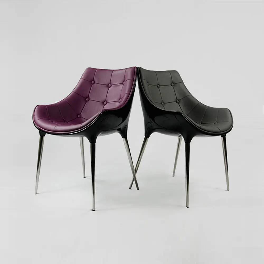 Nordic leather buckle Western restaurant designer leisure chair creative fiberglass dining chair