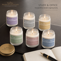 Bougie parfumée en cire de soja naturelle dans un bocal en verre givré avec couvercle doré, aromathérapie longue durée pour la relaxation à la maison ou au bureau