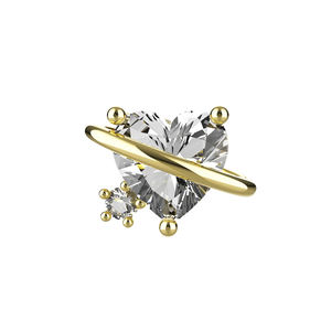 Lotus Piercings Labret en Or Massif 14K avec Embouts Cœur Sans Filetage pour Hélix, Tragus, Conch, Cartilage et Breloques d'Oreille - Product Image 3
