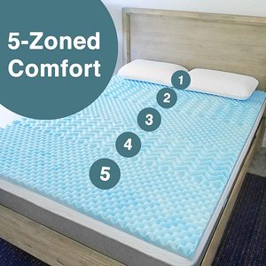 <span class=keywords><strong>Surmatelas</strong></span> en mousse à mémoire <span class=keywords><strong>de</strong></span> <span class=keywords><strong>forme</strong></span> 30D à 5 zones, respirant, rafraîchissant, hypoallergénique, infusé <span class=keywords><strong>de</strong></span> gel, 3 pouces, avec housse amovible en <span class=keywords><strong>bambou</strong></span> pour chambre à coucher - Product Image 4