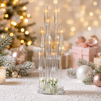 Candélabres transparents pour mariages, centres de table, décoration, 5 bras, 8 bras, candélabre en acrylique, porte-bougie LED, support de bougie